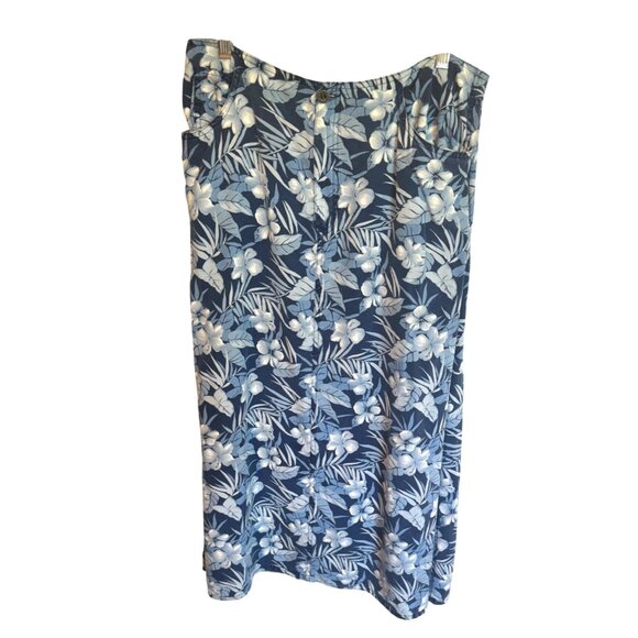 Liz Claiborne Blue Floral Print Tencel A-Line Skirf 16 With Pocket Beach Travel - Picture 2 of 9